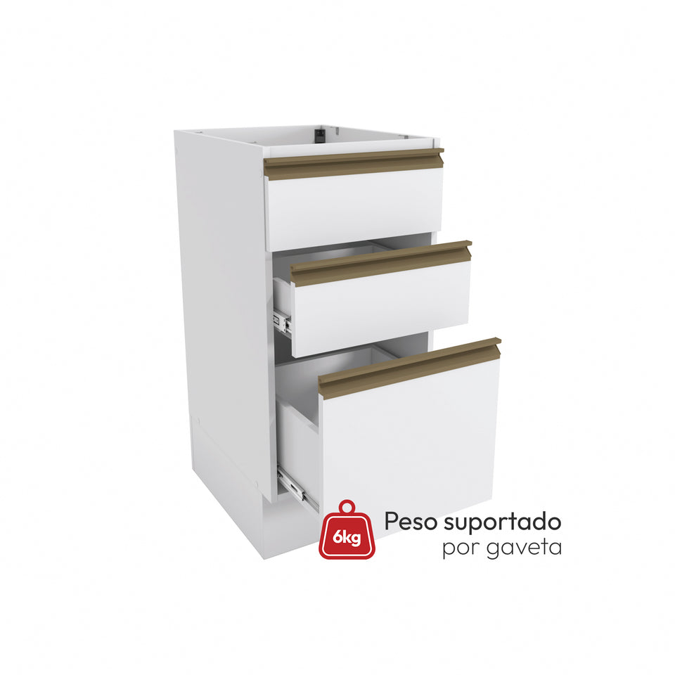 Bajo Mesada 40cm MDF 3 Cajones Kappesberg Blanco