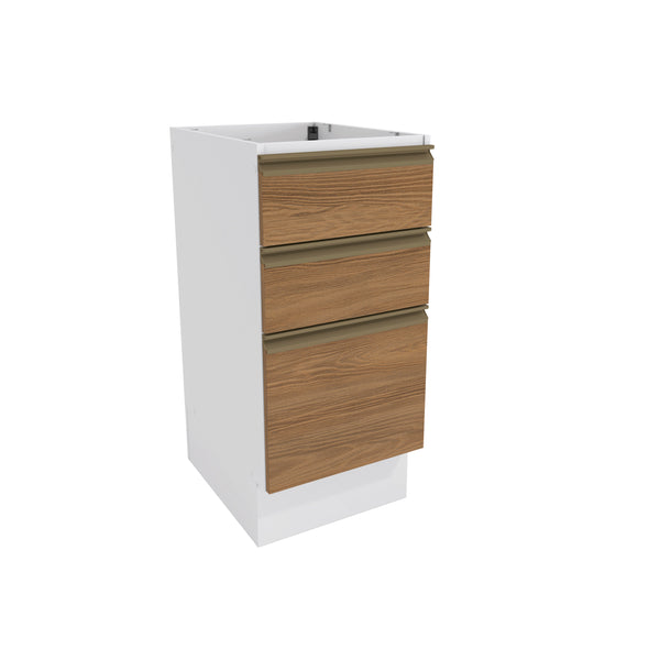 Bajo Mesada 40cm MDF 3 Cajones Kappesberg Blanco/Marrón