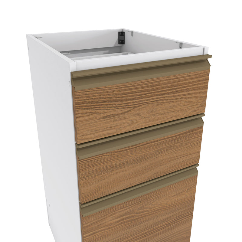 Bajo Mesada 40cm MDF 3 Cajones Kappesberg Blanco/Marrón