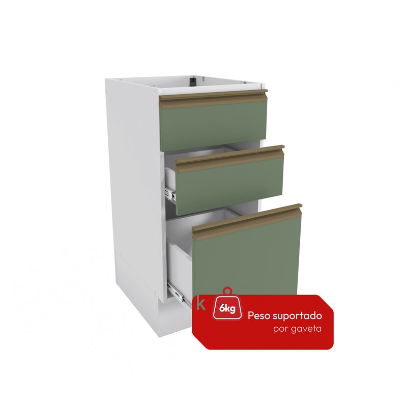 Bajo Mesada 40cm MDF 3 Cajones Kappesberg Blanco/Verde