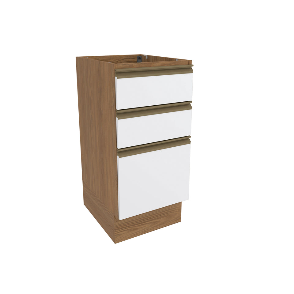 Bajo Mesada 40cm MDF 3 Cajones Kappesberg Marrón/Blanco