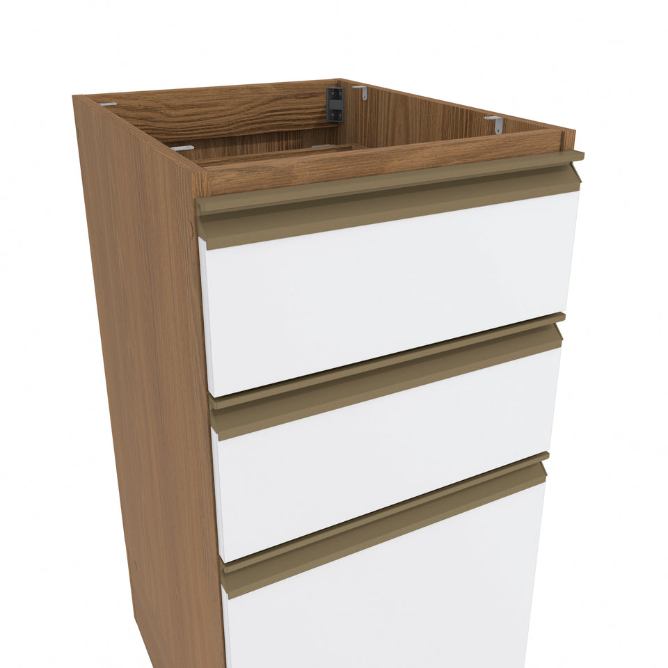 Bajo Mesada 40cm MDF 3 Cajones Kappesberg Marrón/Blanco