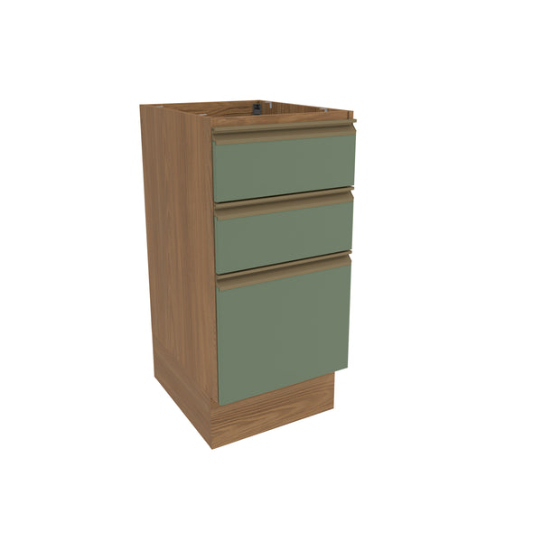 Bajo Mesada 40cm MDF 3 Cajones Kappesberg Marrón/Verde