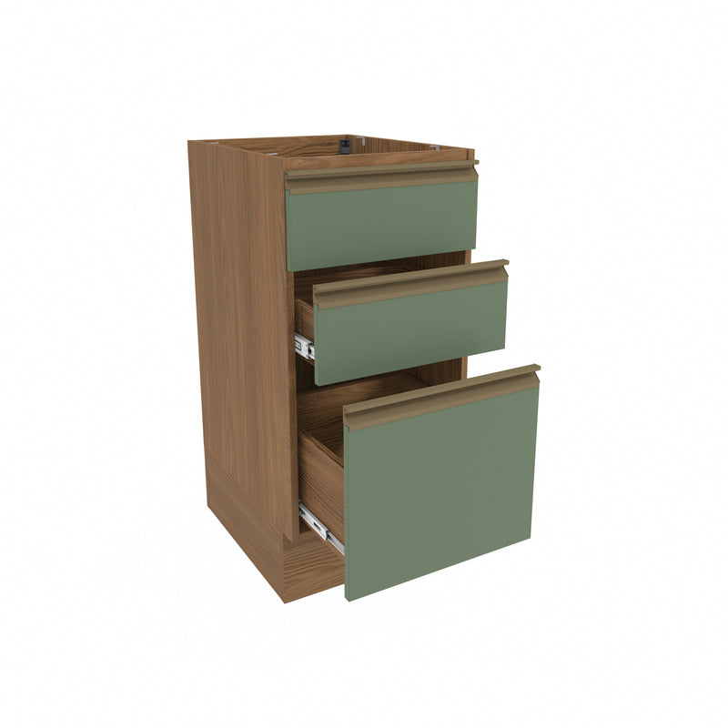 Bajo Mesada 40cm MDF 3 Cajones Kappesberg Marrón/Verde