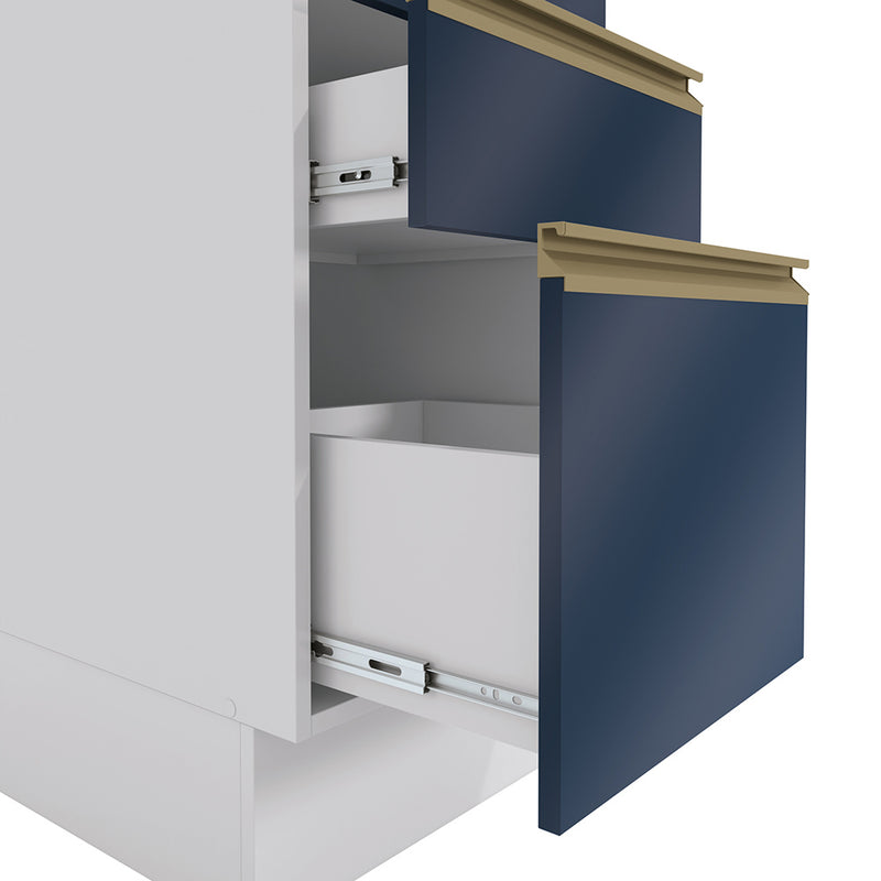 Bajo Mesada 40cm MDF 3 Cajones Kappesberg Blanco/Azul