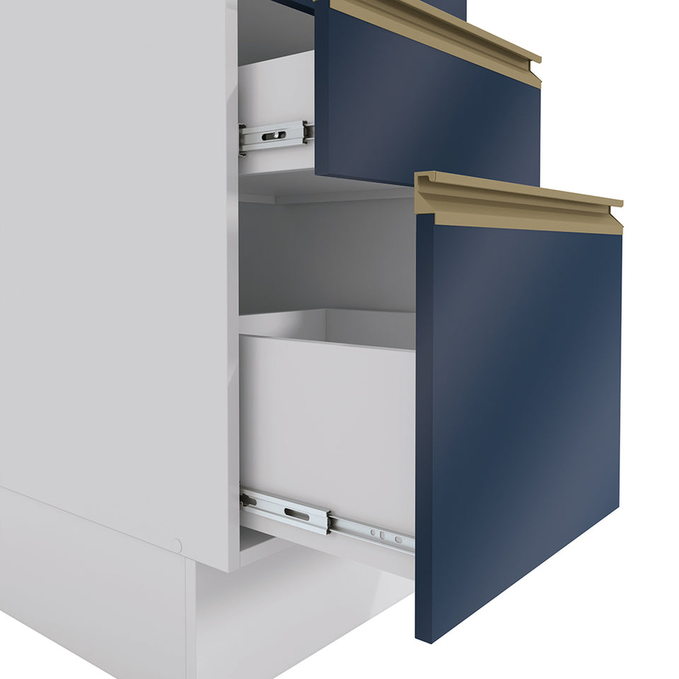 Bajo Mesada 40cm MDF 3 Cajones Kappesberg Blanco/Azul