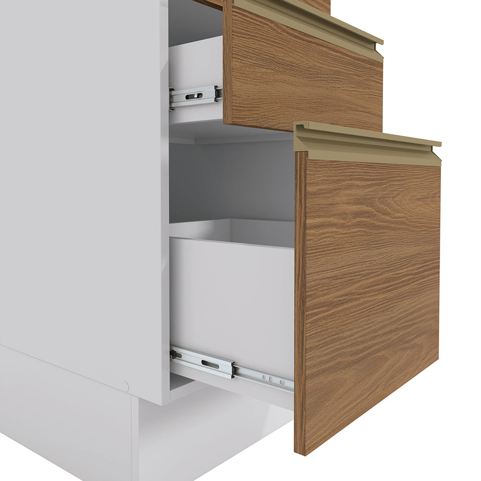 Bajo Mesada 40cm MDF 3 Cajones Kappesberg Blanco/Marrón