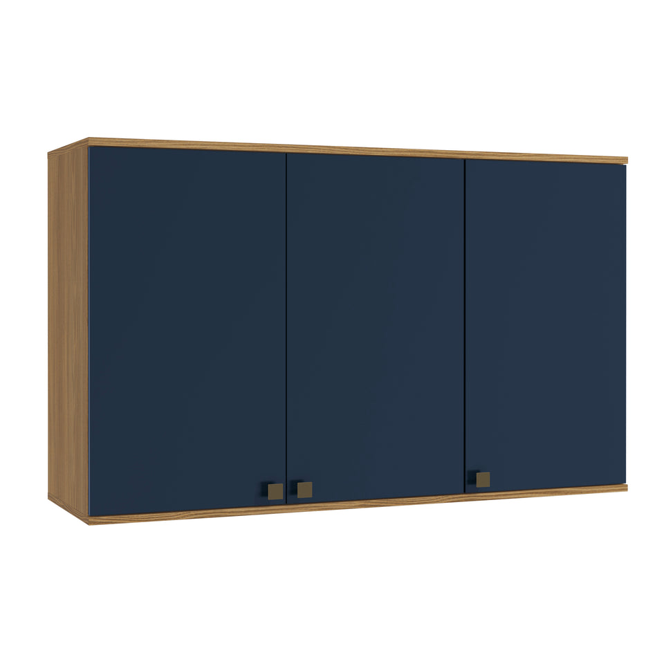 Alacena Aérea 120cm MDF 3 Puertas Kappesberg Marrón/Azul