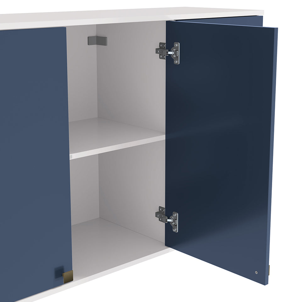 Alacena Aérea 120cm MDF 3 Puertas Kappesberg Blanco/Azul