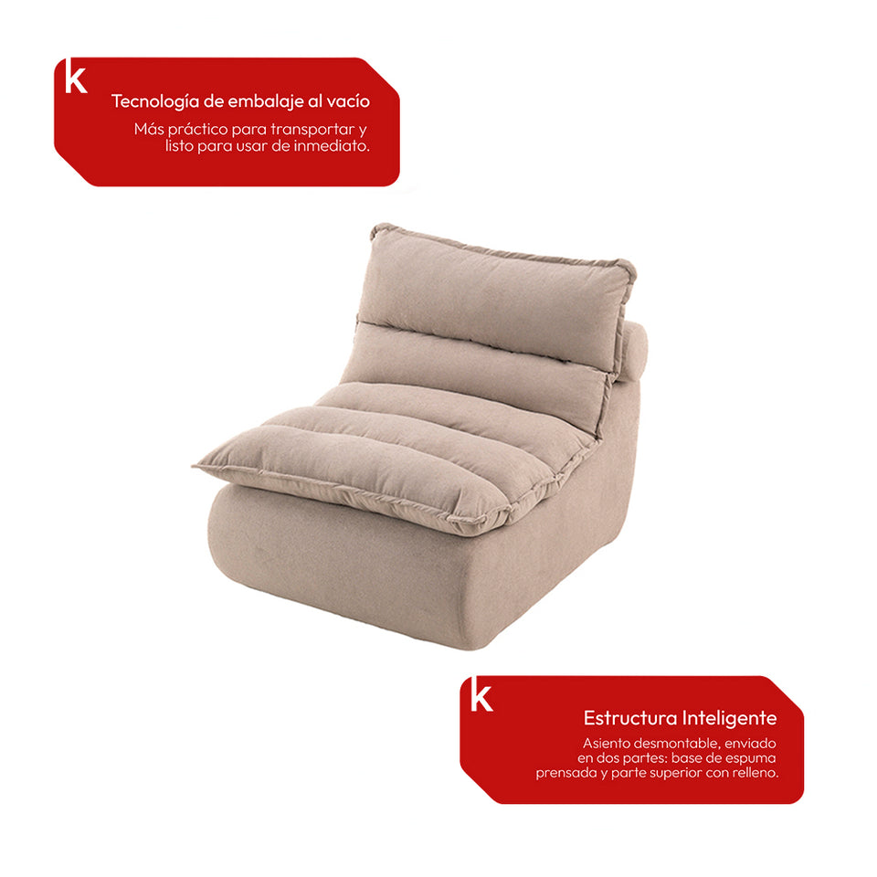 Sillón Individual 111cm Bouclé Kappesberg Sync Capuccino