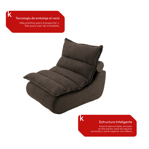 Sillón Individual 111cm Bouclé Kappesberg Sync Chocolate