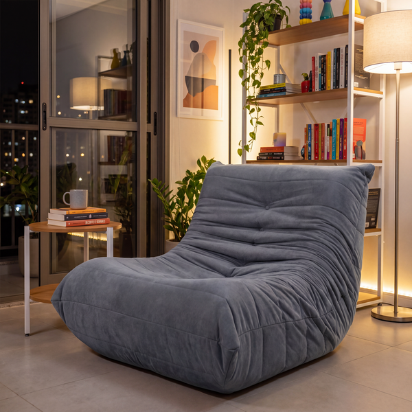 Sillón Individual 111cm Bouclé Kappesberg Sync Azul Titanio
