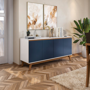 Aparador Vajillero Kappesberg 156cm 4 Puertas Blanco/Azul