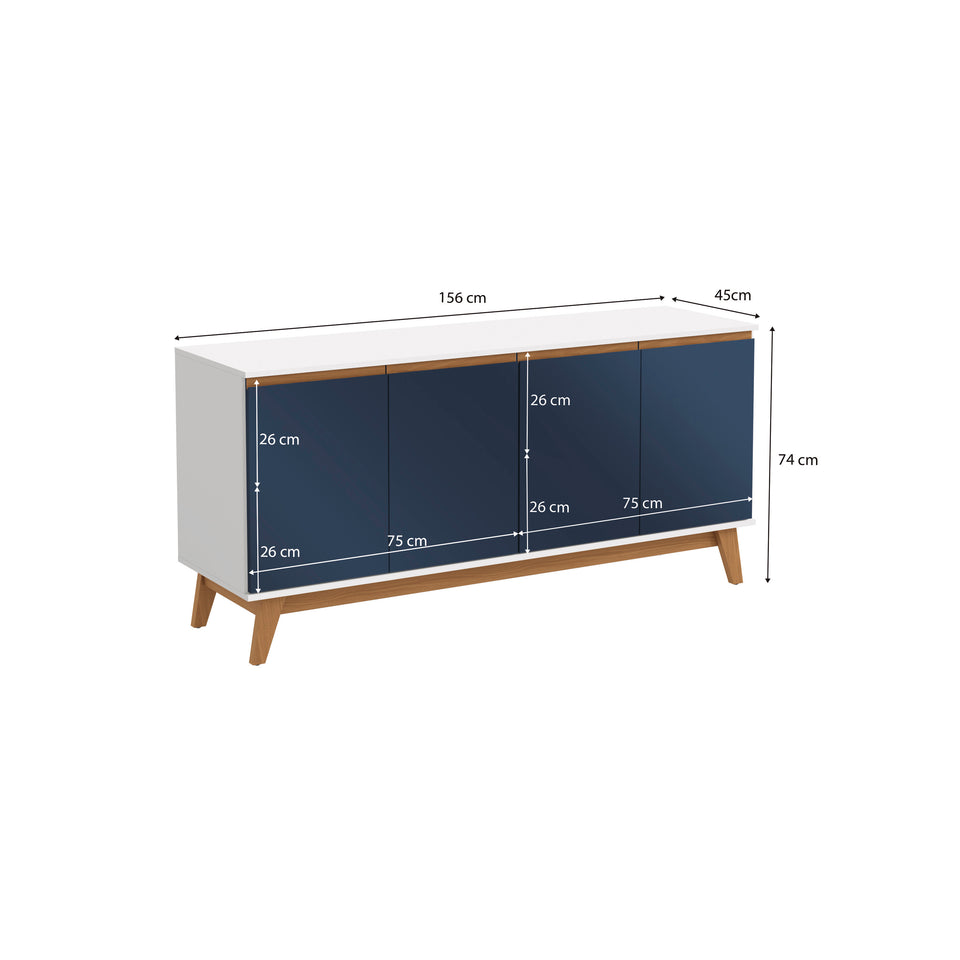 Aparador Vajillero Kappesberg 156cm 4 Puertas Blanco/Azul
