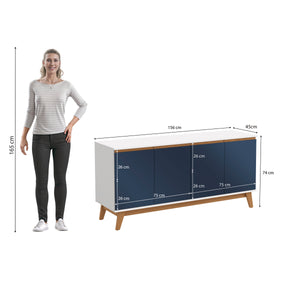 Aparador Vajillero Kappesberg 156cm 4 Puertas Blanco/Azul