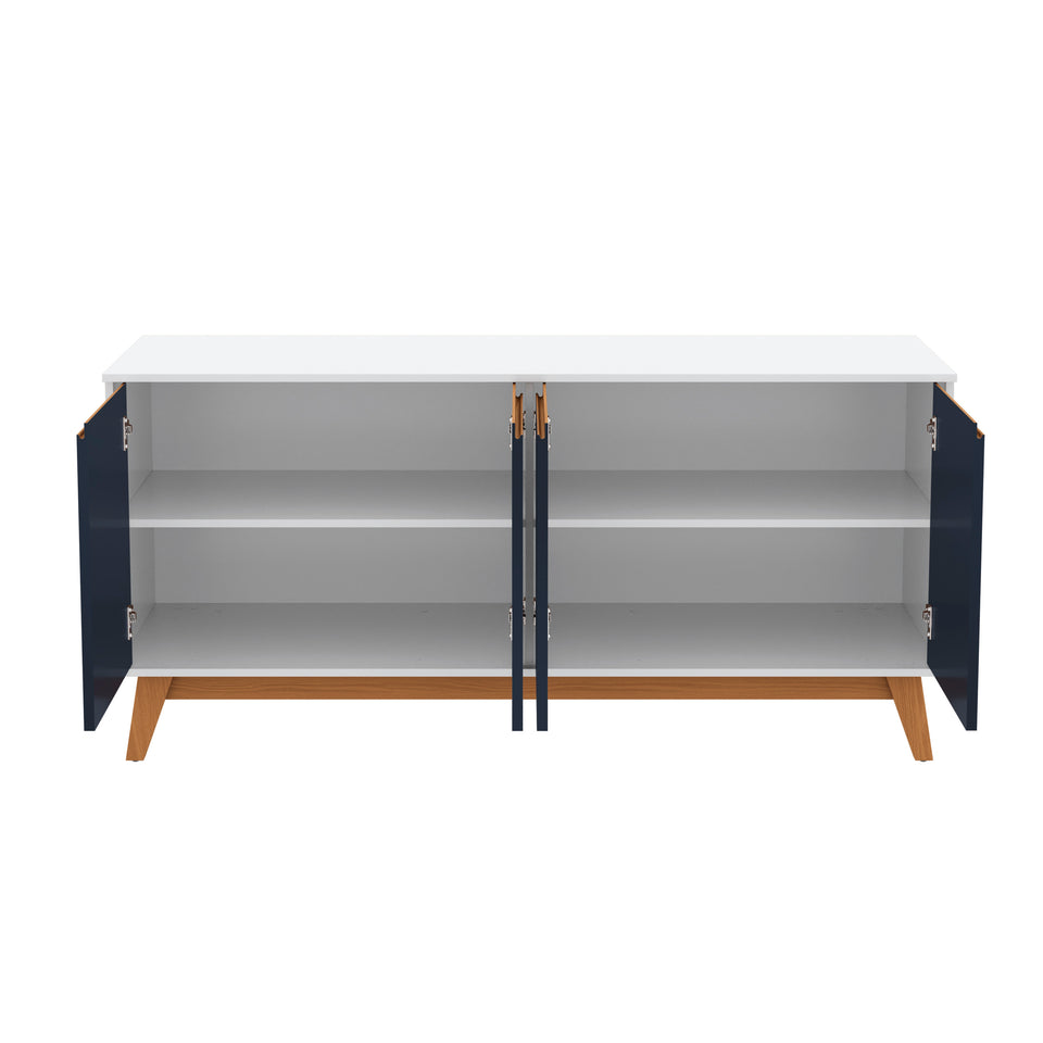 Aparador Vajillero Kappesberg 156cm 4 Puertas Blanco/Azul
