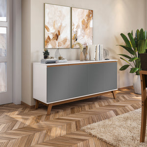 Aparador Vajillero Kappesberg 156cm 4 Puertas Blanco/Gris