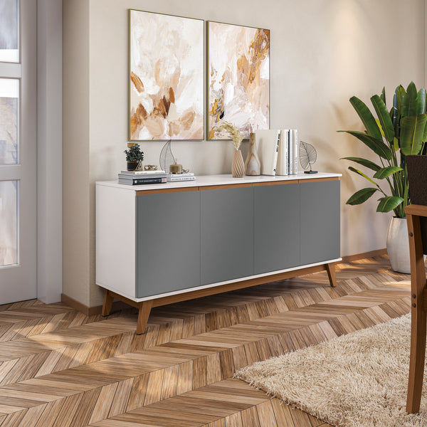 Aparador Vajillero Kappesberg 156cm 4 Puertas Blanco/Gris