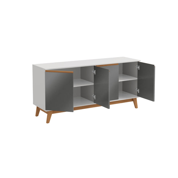 Aparador Vajillero Kappesberg 156cm 4 Puertas Blanco/Gris