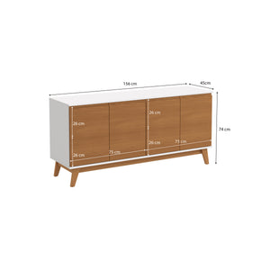 Aparador Vajillero Kappesberg 156cm 4 Puertas Blanco/Canela