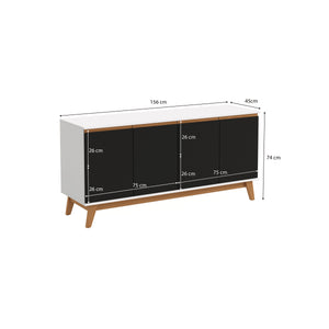 Aparador Vajillero Kappesberg 156cm 4 Puertas Blanco/Negro