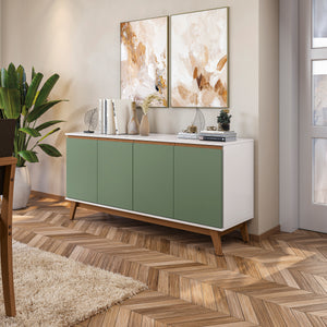 Aparador Vajillero Kappesberg 156cm 4 Puertas Blanco/Verde