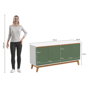 Aparador Vajillero Kappesberg 156cm 4 Puertas Blanco/Verde
