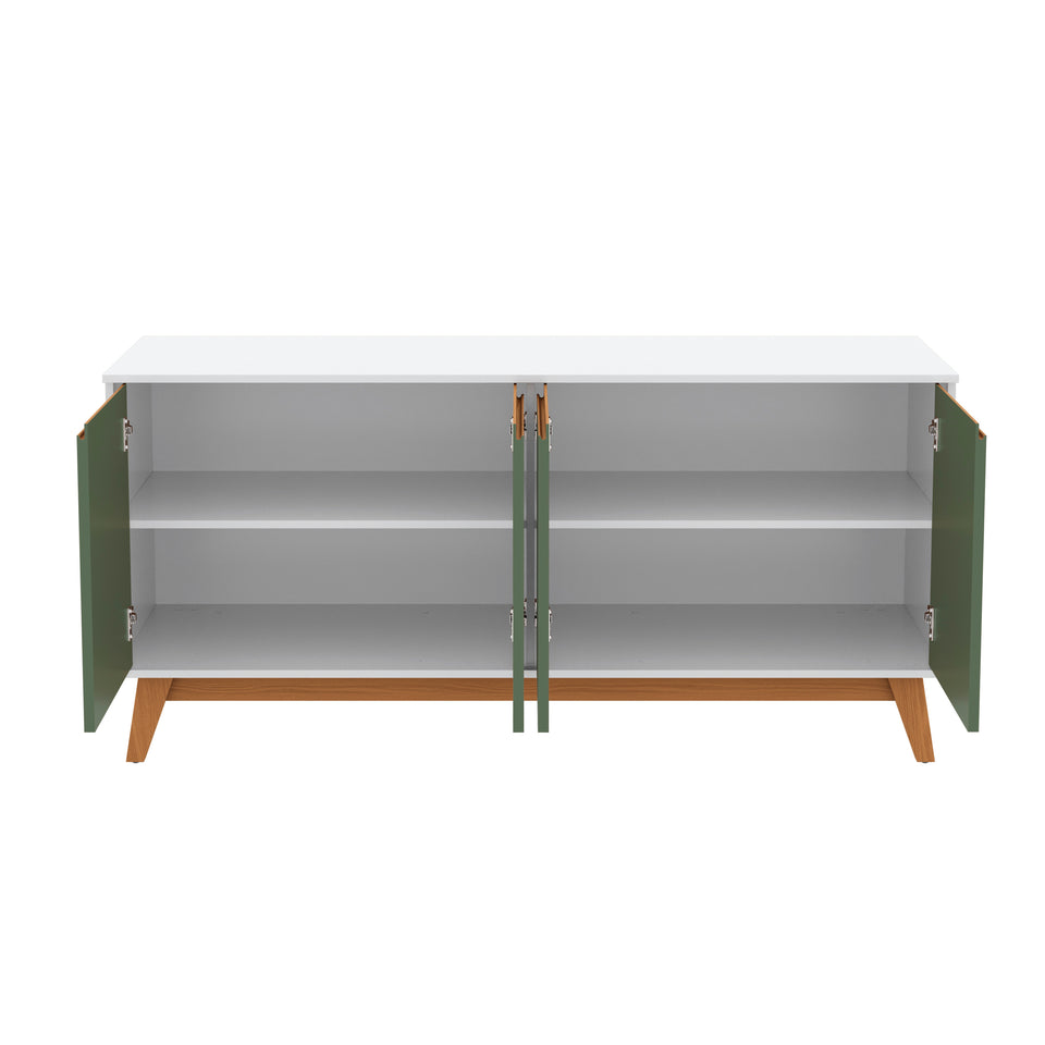 Aparador Vajillero Kappesberg 156cm 4 Puertas Blanco/Verde