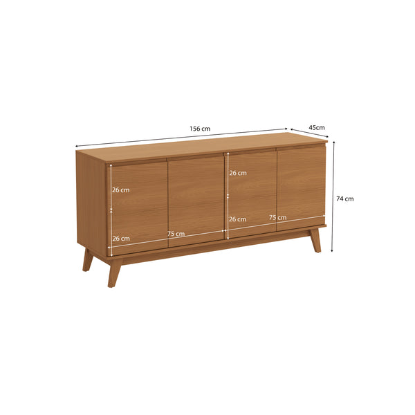 Aparador Vajillero Kappesberg 156cm 4 Puertas Canela