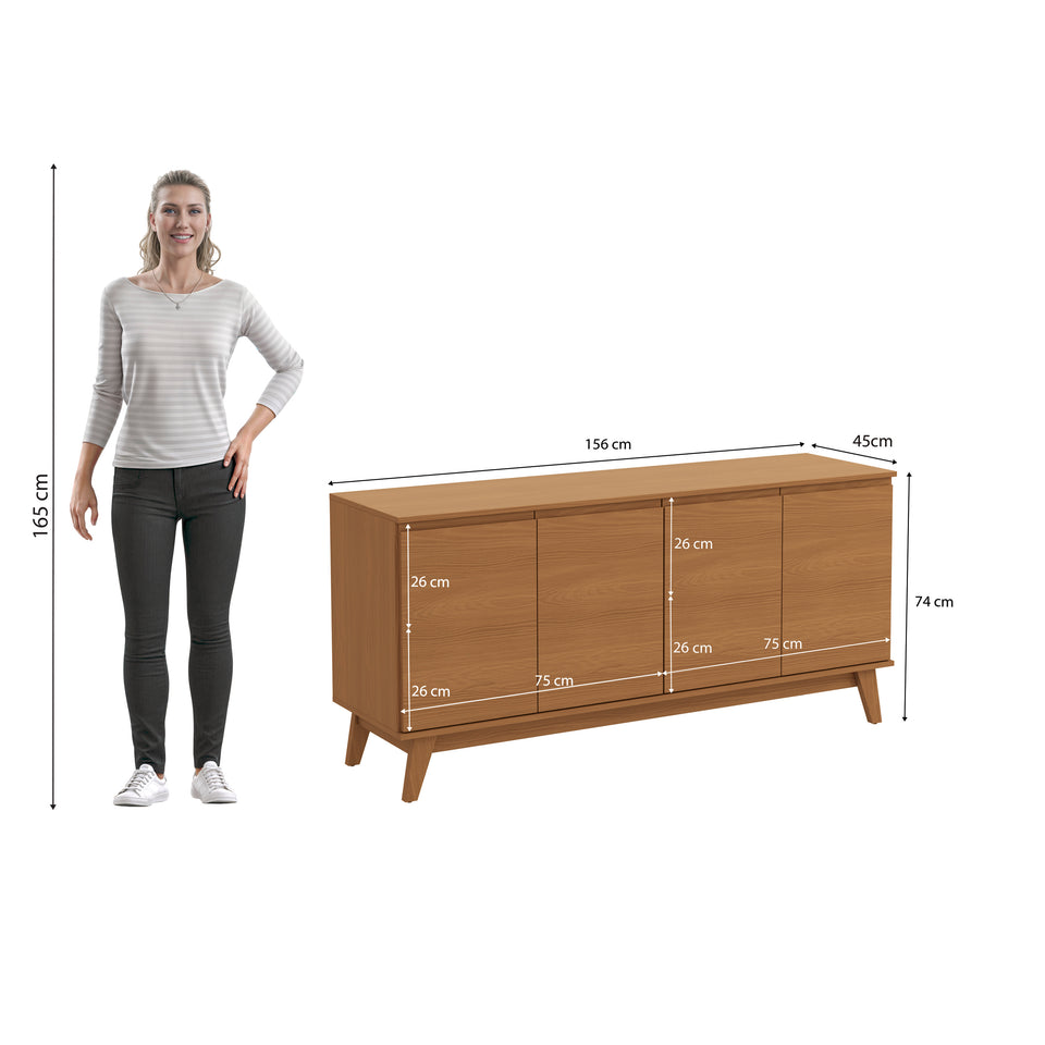 Aparador Vajillero Kappesberg 156cm 4 Puertas Canela