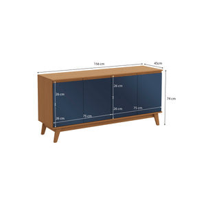 Aparador Vajillero Kappesberg 156cm 4 Puertas Canela/Azul