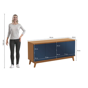 Aparador Vajillero Kappesberg 156cm 4 Puertas Canela/Azul