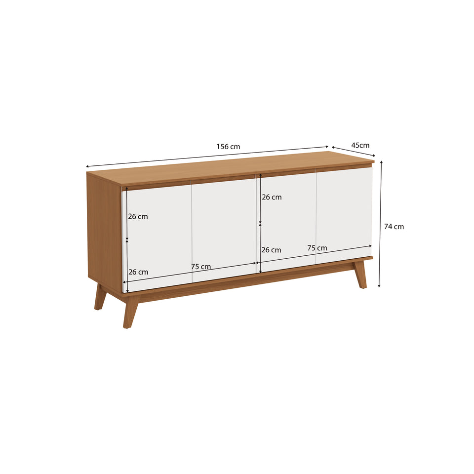 Aparador Vajillero Kappesberg 156cm 4 Puertas Canela/Blanco