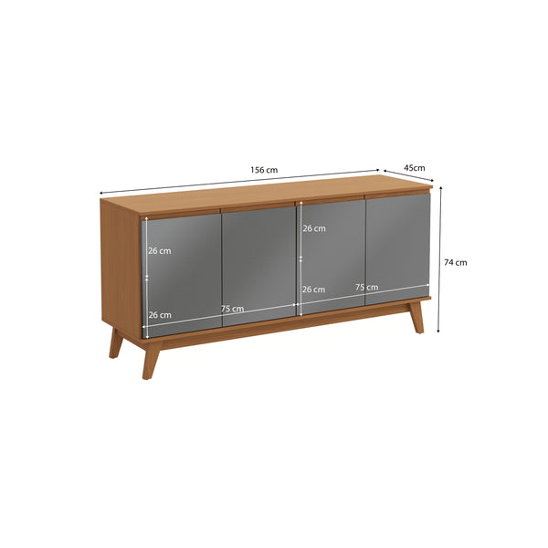 Aparador Vajillero Kappesberg 156cm 4 Puertas Canela/Gris