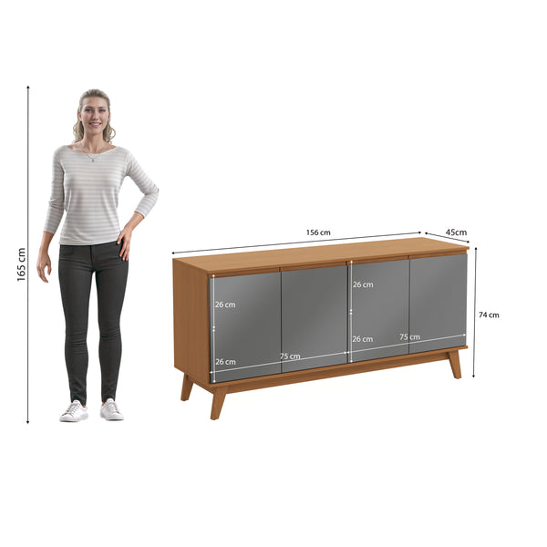 Aparador Vajillero Kappesberg 156cm 4 Puertas Canela/Gris