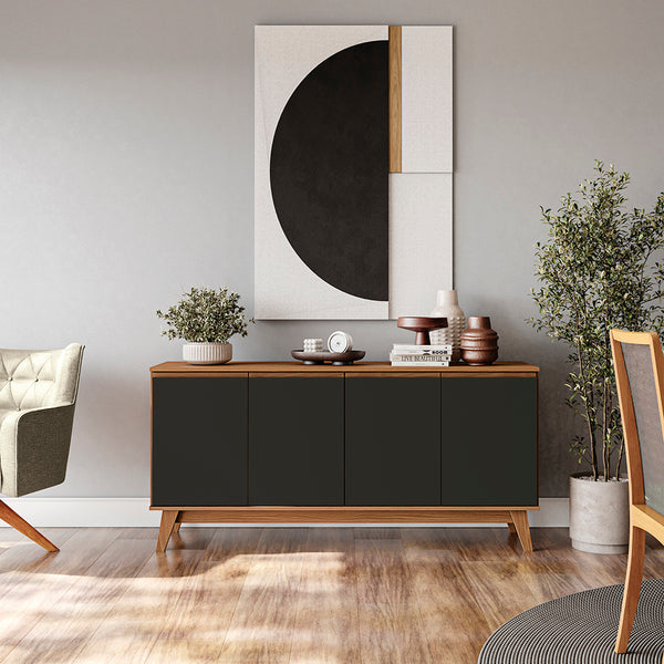 Aparador Vajillero Kappesberg 156cm 4 Puertas Canela/Negro