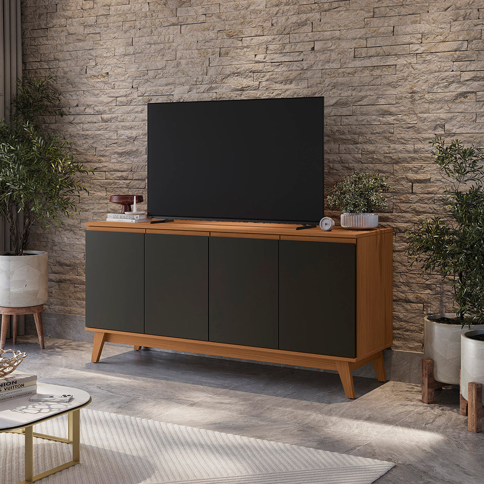 Aparador Vajillero Kappesberg 156cm 4 Puertas Canela/Negro