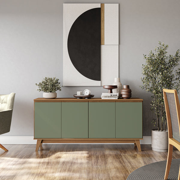 Aparador Vajillero Kappesberg 156cm 4 Puertas Canela/Verde