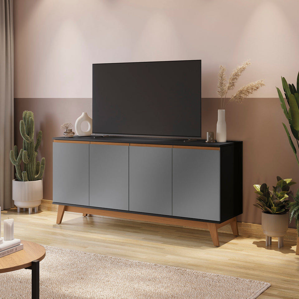 Aparador Vajillero Kappesberg 156cm 4 Puertas Negro/Gris