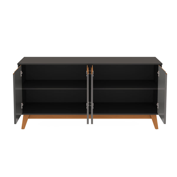 Aparador Vajillero Kappesberg 156cm 4 Puertas Negro/Gris