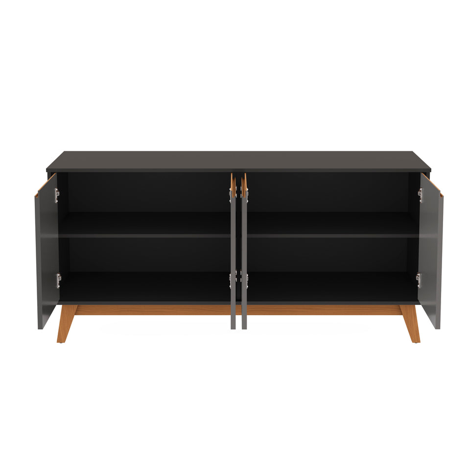 Aparador Vajillero Kappesberg 156cm 4 Puertas Negro/Gris