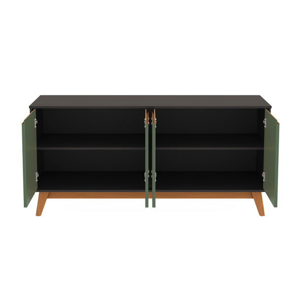 Aparador Vajillero Kappesberg 156cm 4 Puertas Negro/Verde