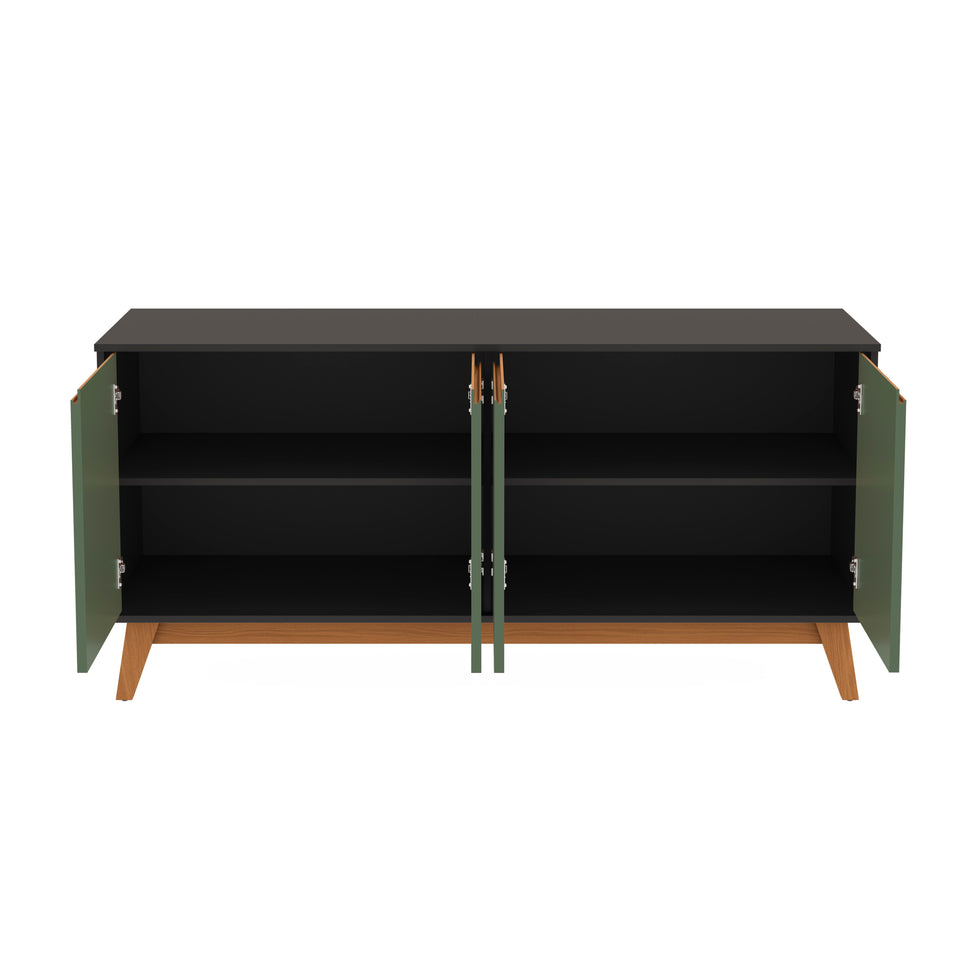 Aparador Vajillero Kappesberg 156cm 4 Puertas Negro/Verde