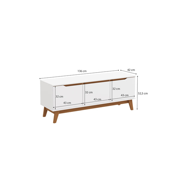 Rack Mueble TV 55" Kappesberg 136cm 3 Puertas Blanco