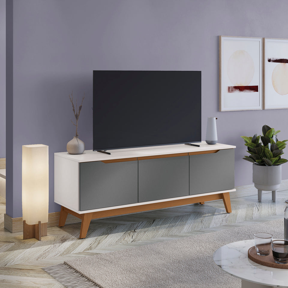 Rack Mueble TV 55" Kappesberg 136cm 3 Puertas Blanco/Gris