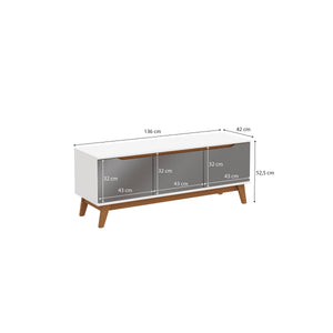 Rack Mueble TV 55" Kappesberg 136cm 3 Puertas Blanco/Gris