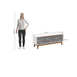 Rack Mueble TV 55" Kappesberg 136cm 3 Puertas Blanco/Gris