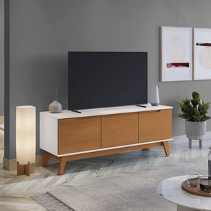 Rack Mueble TV 55" Kappesberg 136cm 3 Puertas Blanco/Canela