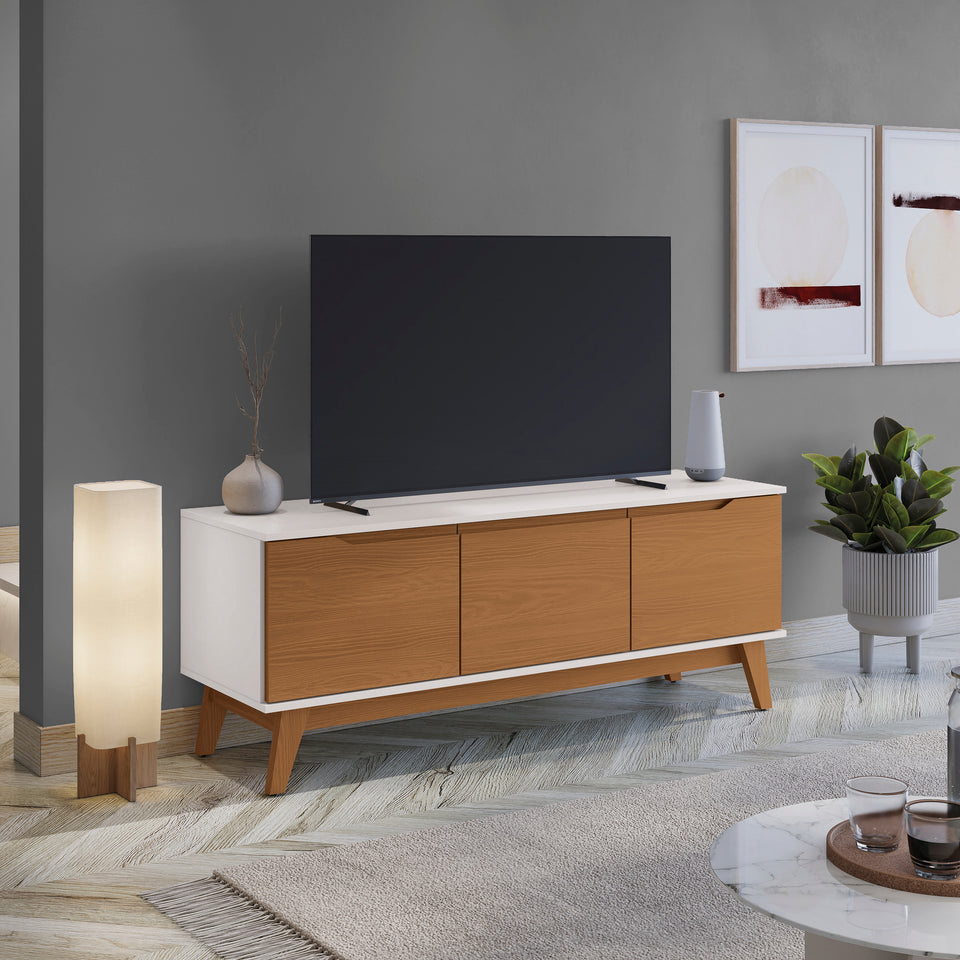 Rack Mueble TV 55" Kappesberg 136cm 3 Puertas Blanco/Canela