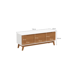 Rack Mueble TV 55" Kappesberg 136cm 3 Puertas Blanco/Canela